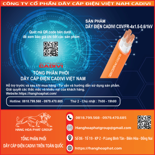 dây điện chống cháy cxv/fr 4x1.5-1