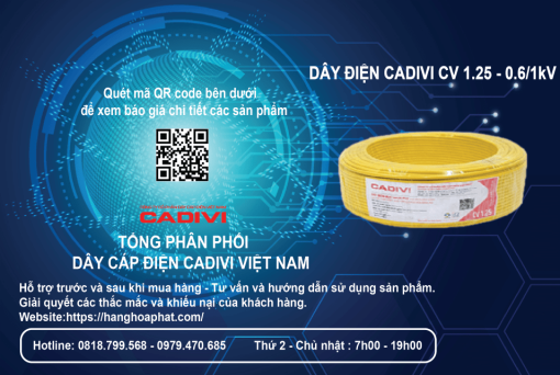 Dây điện Cadivi cv1.25 vàng 1