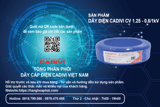 Dây điện Cadivi cv1.25 xanh 1