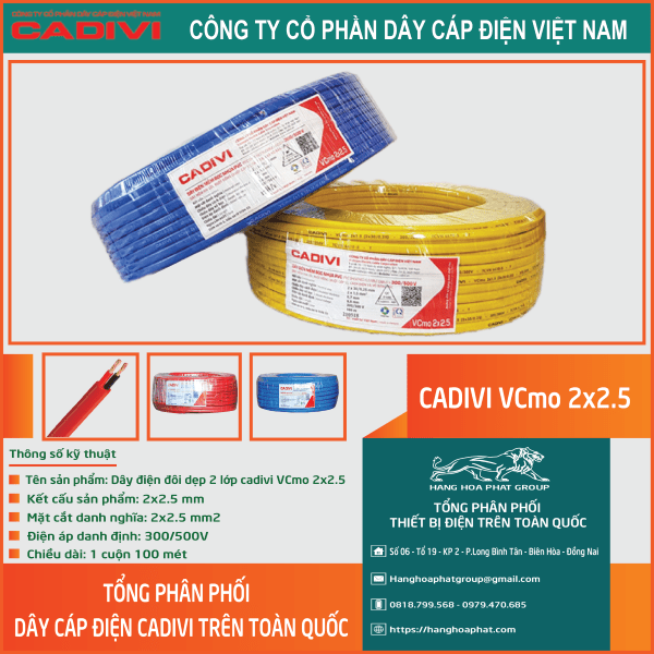 Dây điện đôi Cadivi VCmo 2x2.5