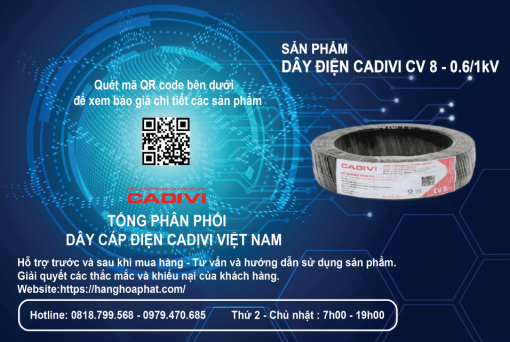 Dây điện Cadivi CV 8 đen