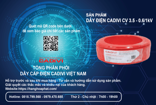 Dây điện cadivi cv 3.5 đỏ