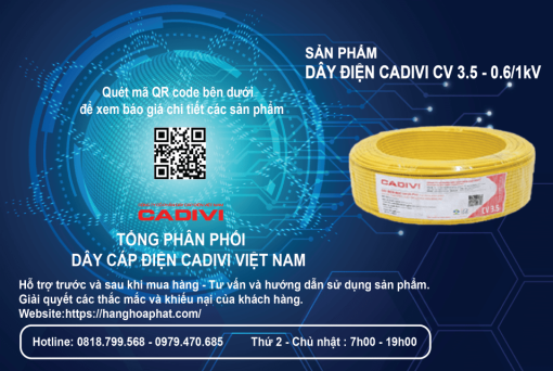 Dây điện cadivi cv 3.5 vàng 1