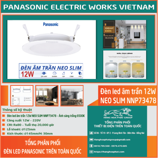 Đèn LED âm trần Panasonic NEO SLIM 12w