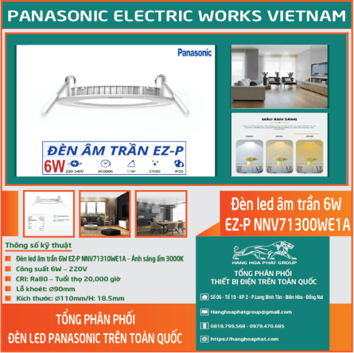 Đèn LED âm trần Panasonic EZ-P 6W