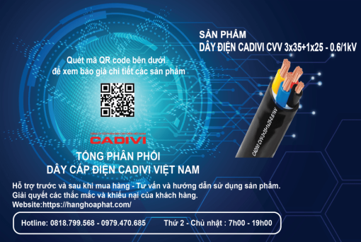 Dây điện CADIVI CVV 3x35+1x25-1