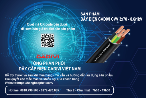 Dây điện CADIVI CVV 3x70-2