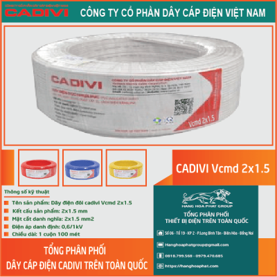 Cadivi VCmd 2x1.5 trắng