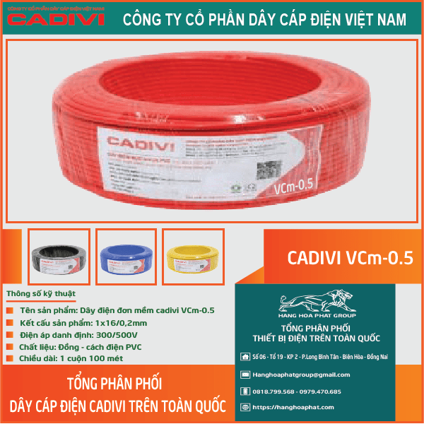 Cadivi VCm 0.5 đỏ