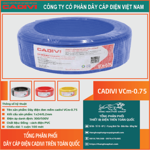 Cadivi VCm 0.75 xanh