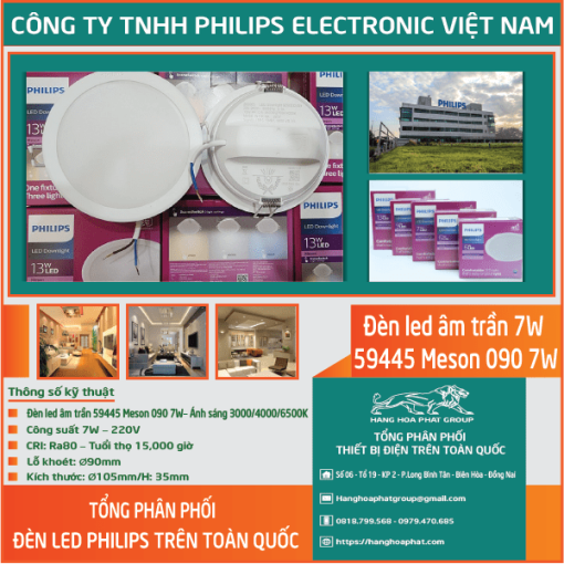 Đèn LED âm trần Philips Meson 59445 7W