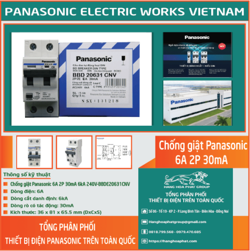 Chống Giật Panasonic 6A 2P 30mA