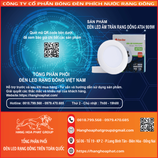 đèn led âm trần rạng đông AT04-90-9w 1