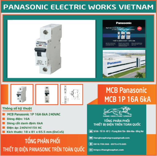 MCB Panasonic 16A 6kA 1P