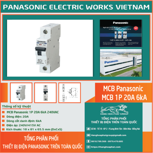 MCB Panasonic 20A 6kA 1P