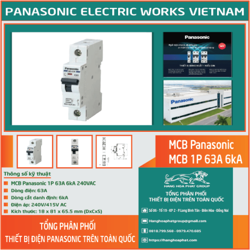 MCB Panasonic 63A 6kA 1P