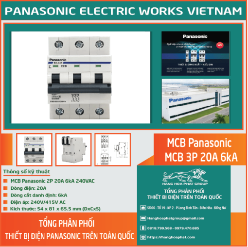 MCB Panasonic 20A 6kA 3P