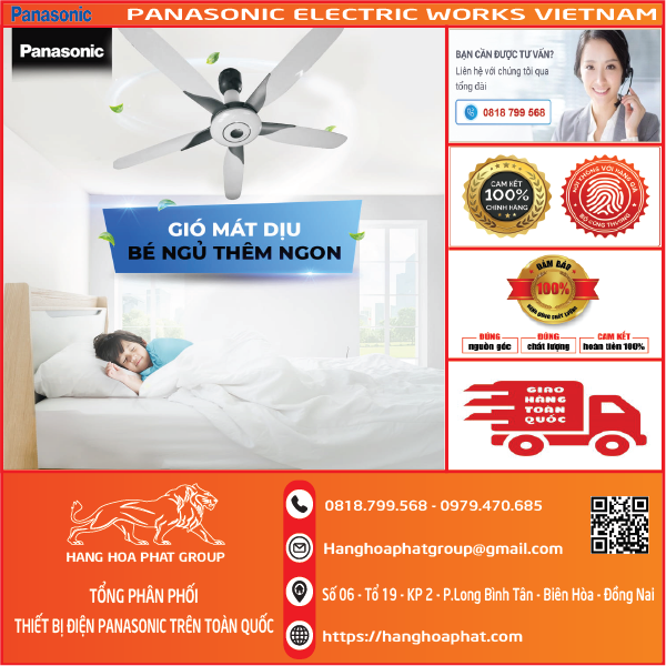 Quạt trần Panasonic F-60WWK được trang bị công nghệ Sleep Mode, giúp điều chỉnh chế độ gió theo nhịp sinh học khi ngủ