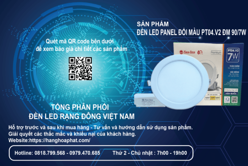 Đèn LED Rạng Đông PT04.V2 ĐM 90/7W 3