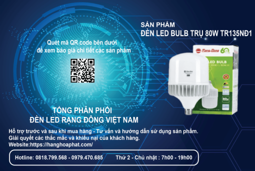 Bóng Đèn Rạng Đông BULB Trụ 80W 3