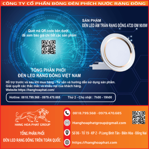 Đèn led âm trần Rạng Đông AT20 90-8w 3