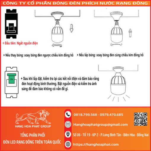 lắp đặt bóng đèn Rạng Đông BULB Trụ