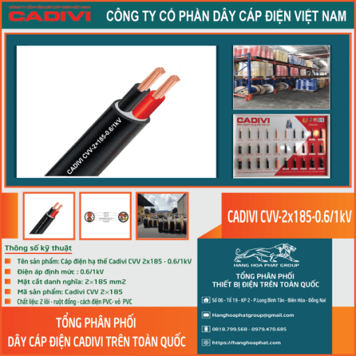 Dây điện CADIVI CVV 2x185