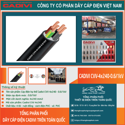 Dây điện CADIVI CVV 4x240