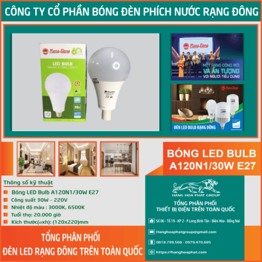 Bóng Đèn Rạng Đông BULB A120N1/30W