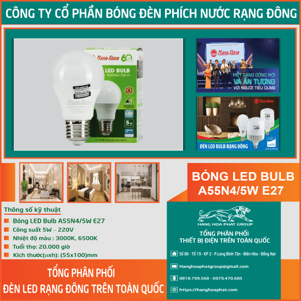 Bóng Đèn Rạng Đông BULB A55N4/5W