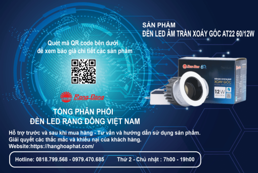 Đèn LED âm trần xoay góc AT22 60/12W-1