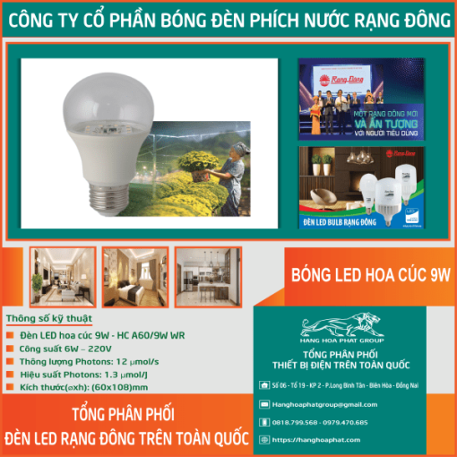 Đèn LED hoa cúc 9W Rạng Đông