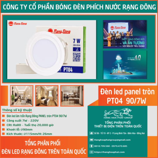 Đèn LED Rạng Đông Panel PT04 90/7W